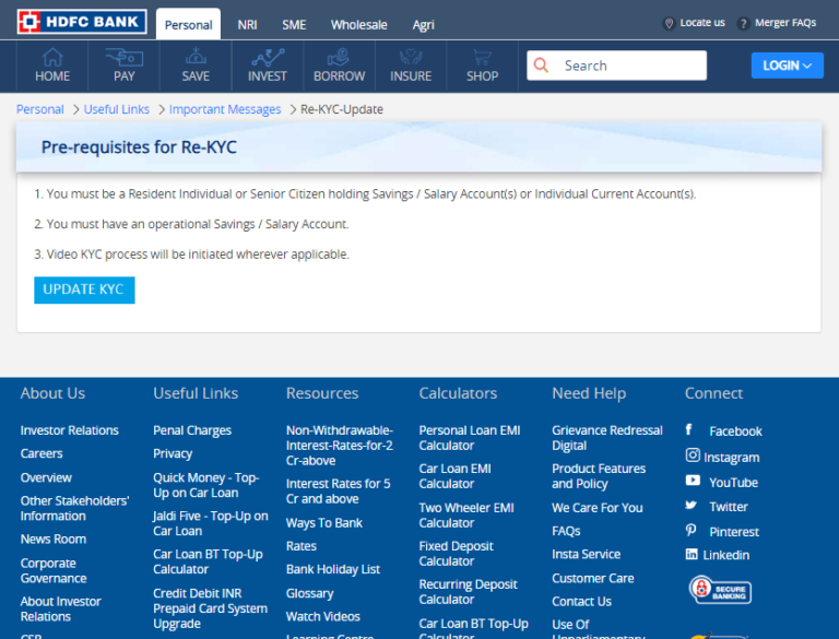 HDFC Bank Online E KYC Update